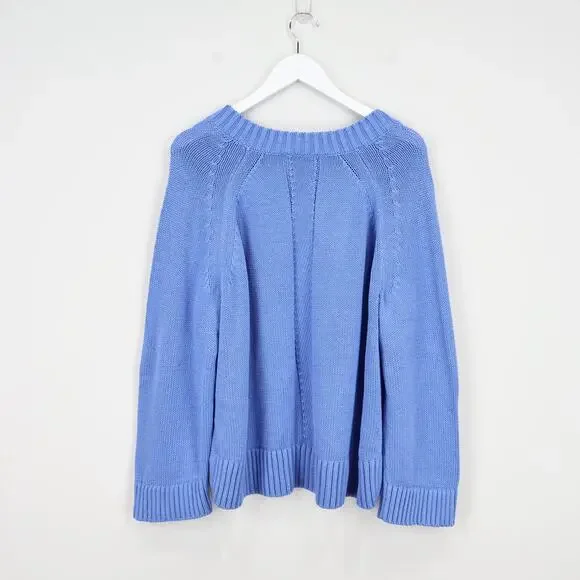 J.Crew Heritage Cotton Relaxed V Neck Sweater Dark Periwinkle Blue Size Large - Picture 5 of 7